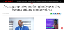 Avuna group takes another giant leap as they become affiliate member of FCI